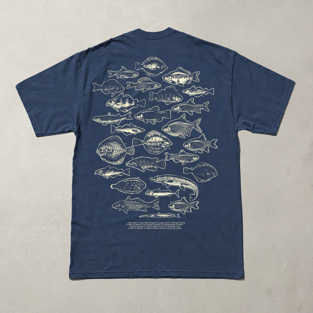 Common British Fish Species Navy T Shirt